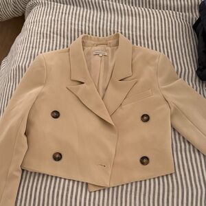 Zara Tan Double-Breasted Blazer
